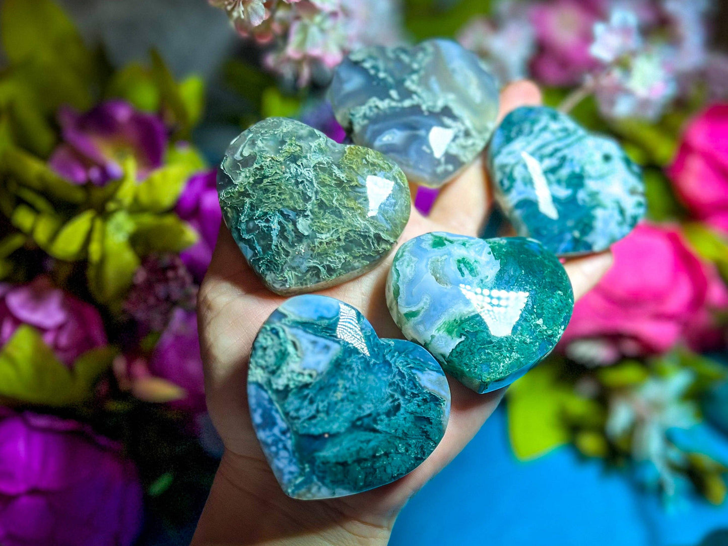 Moss Agate Hearts