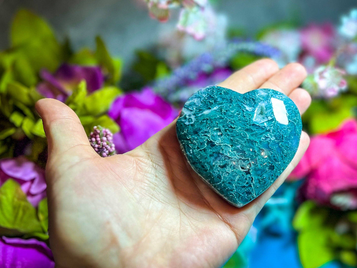 Moss Agate Hearts