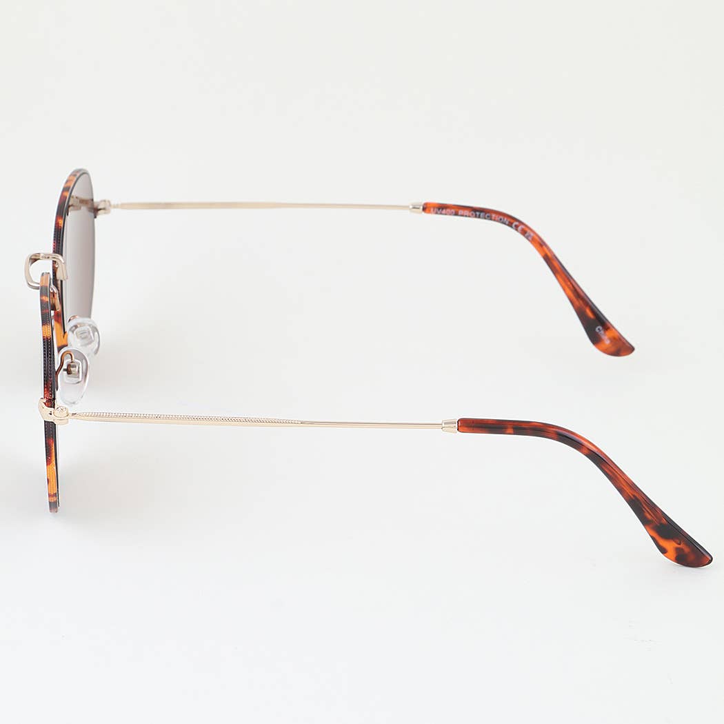 Ribbed Tortoise Box Tinted Sunglasses
