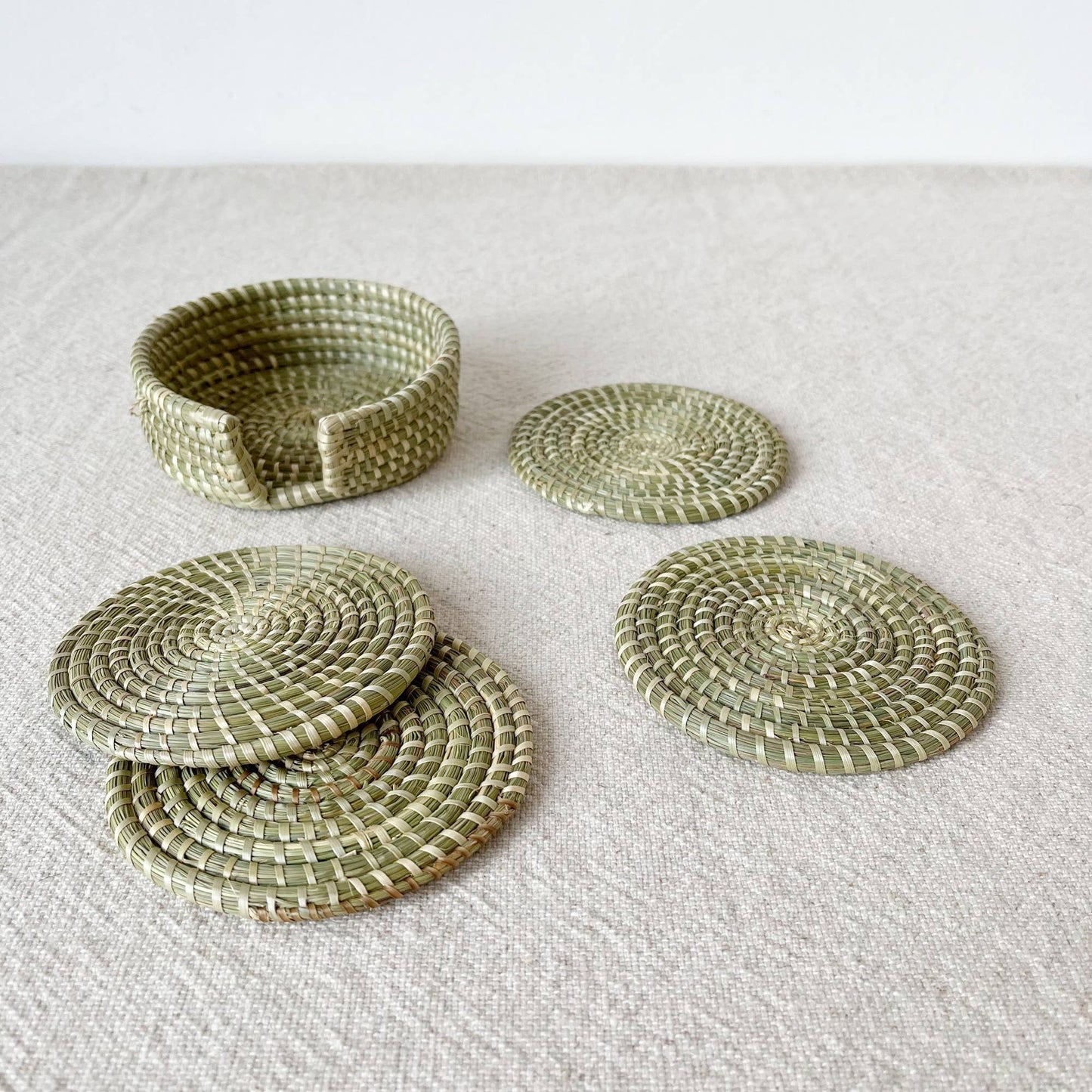 Sweetgrass Coaster Set + Holder