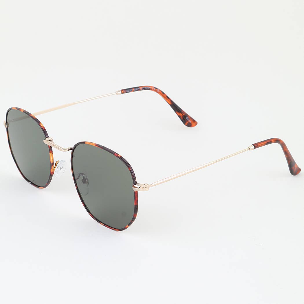 Ribbed Tortoise Box Tinted Sunglasses
