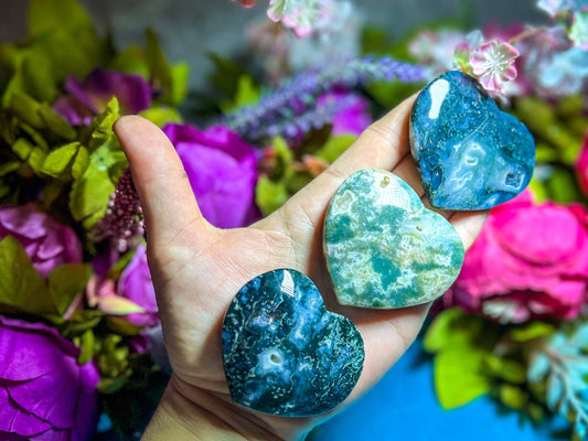 Moss Agate Hearts