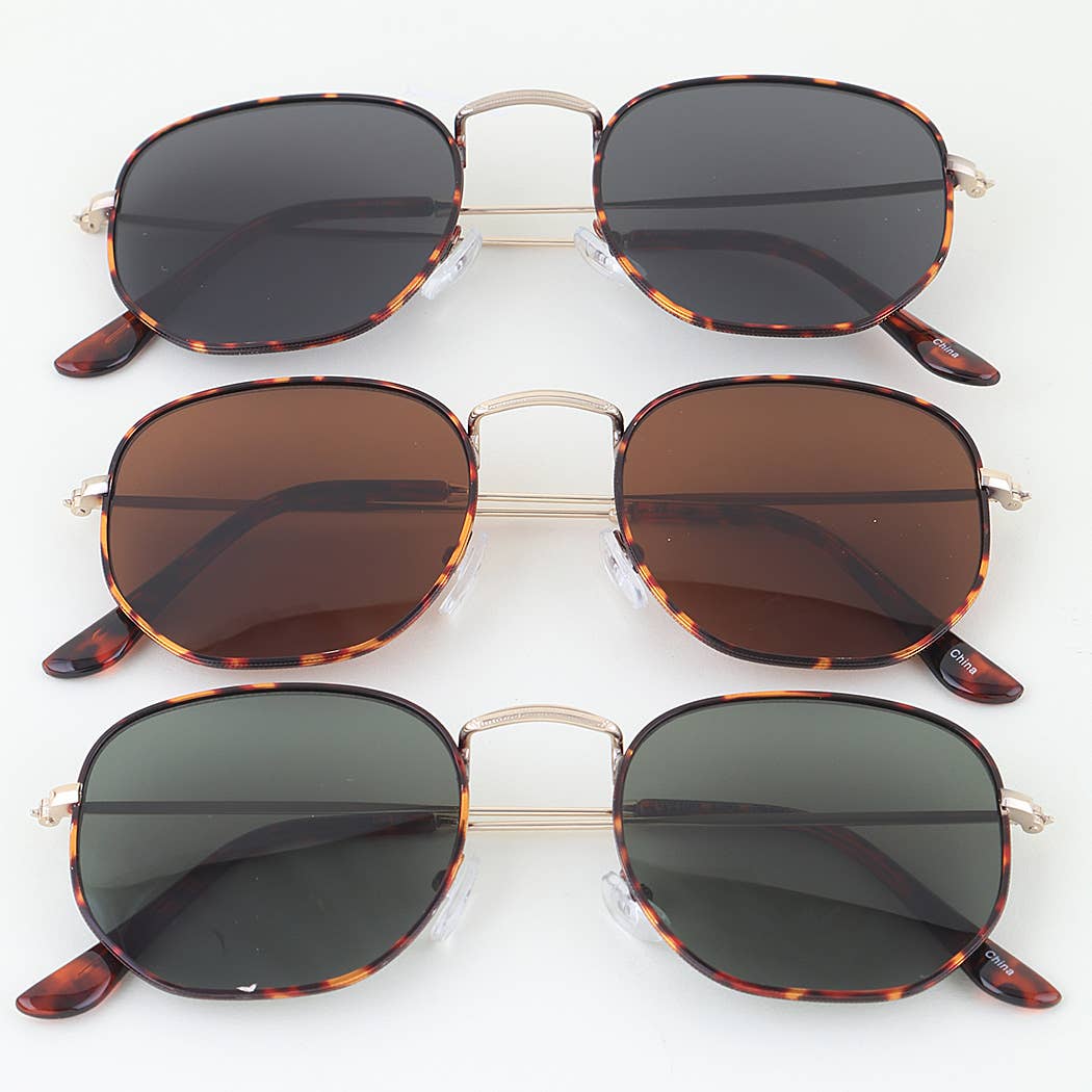 Ribbed Tortoise Box Tinted Sunglasses