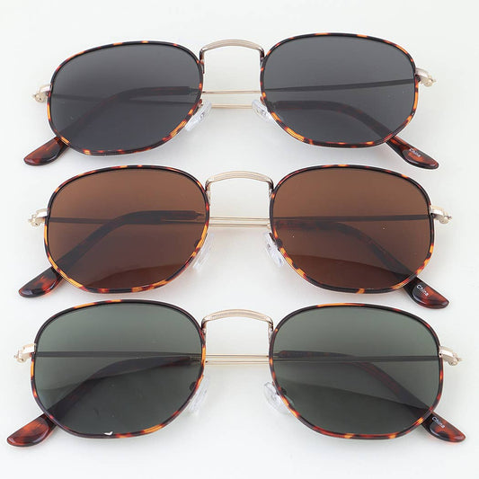 Ribbed Tortoise Box Tinted Sunglasses