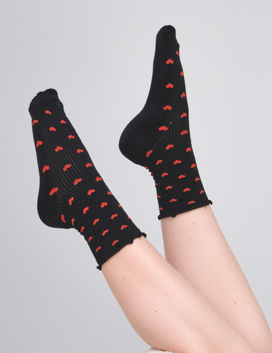 Ruffle Heart Sock