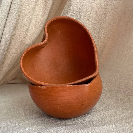 Red Pottery Heart Bowls
